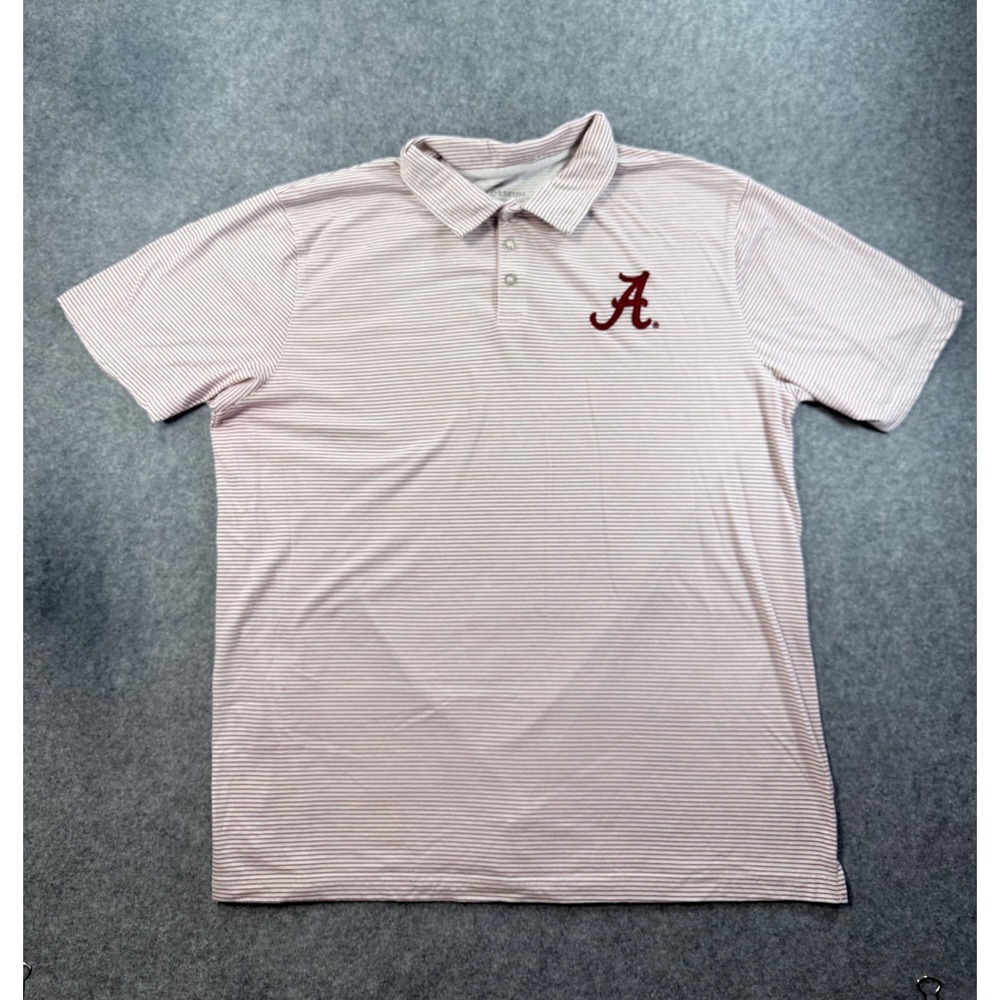 Colosseum Alabama Crimson Tide Mens XL Polo Shirt Striped Crimson White NCAA